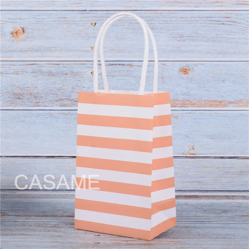 |ノベルティ用品 | ストライプ柄ミニギフトバッグ 10個セット | 7.5×12×5㎝