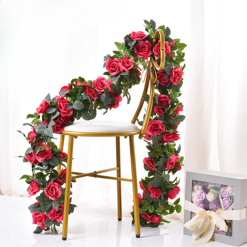 パーティー・ガーデン装飾|造花バラつるガーランド(2.2M)