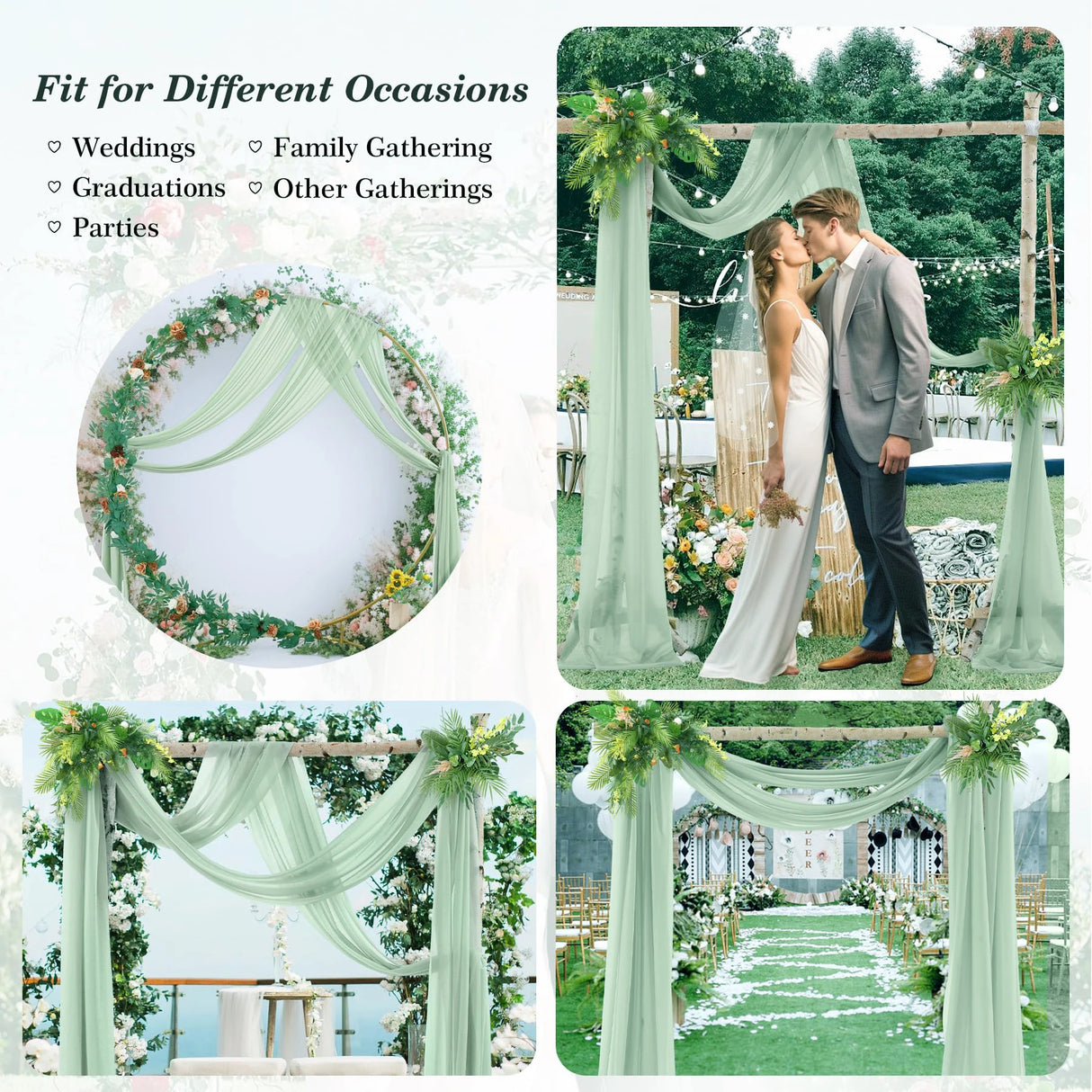 ウェディングアーチ用シフォン生地ドレープ