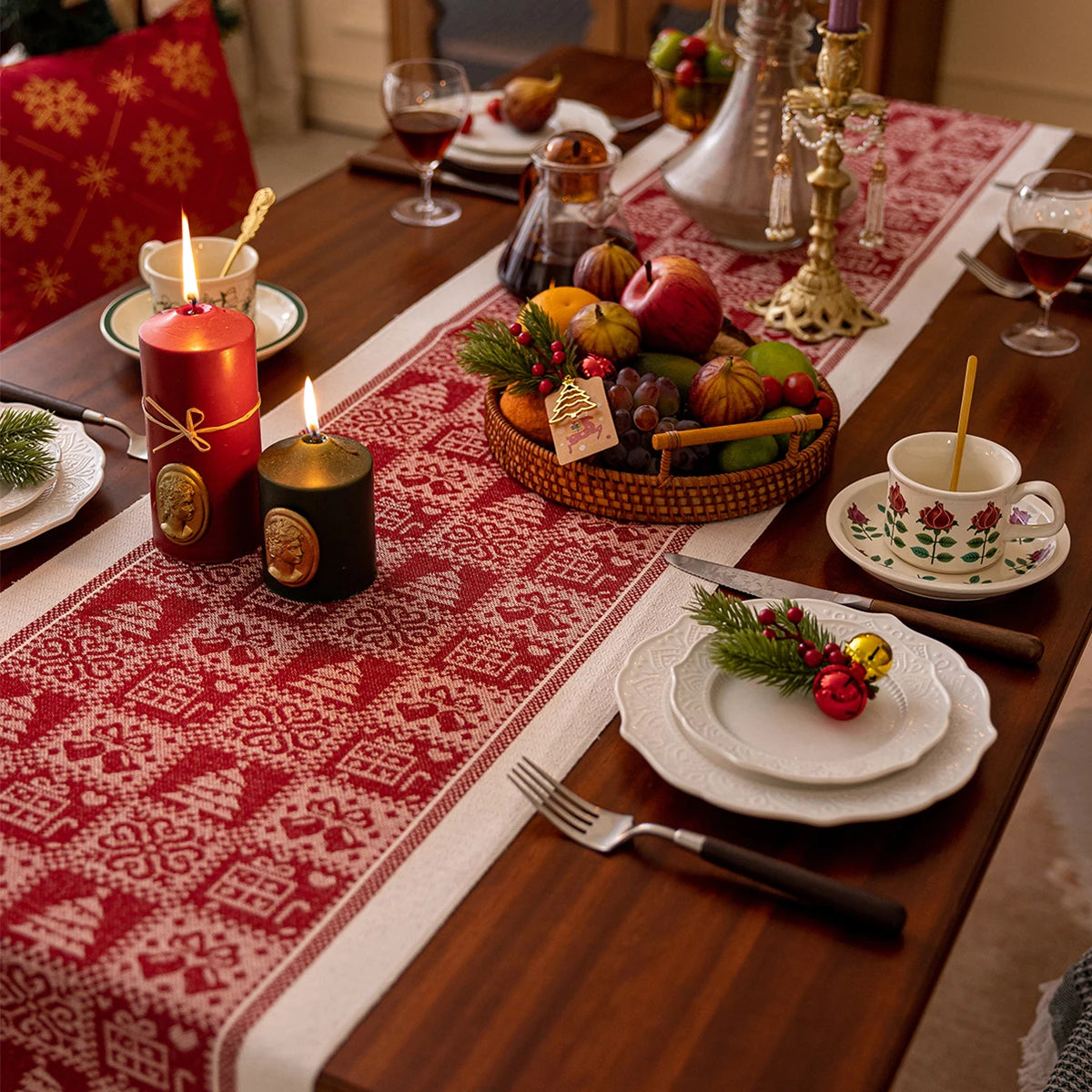クリスマステーブルクロス|コットンテーブルランナー