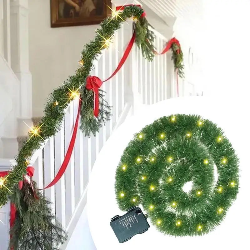 クリスマスガーランド|イベント・クリスマス装飾|LEDライト付きガーランド 5m