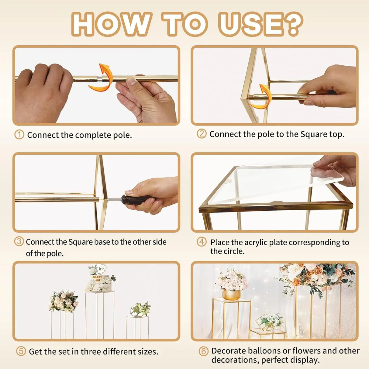 結婚式・インテリア装飾|ゴールドメタルプラントスタンド3個セット