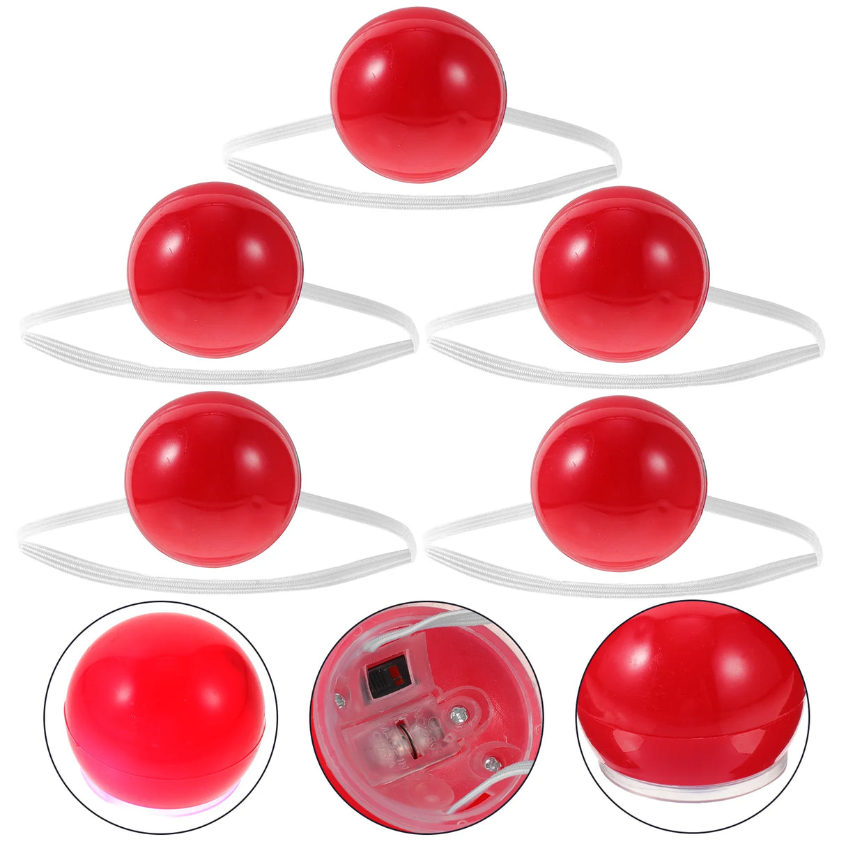 LED点滅 ピエロの赤い鼻 (5個セット)