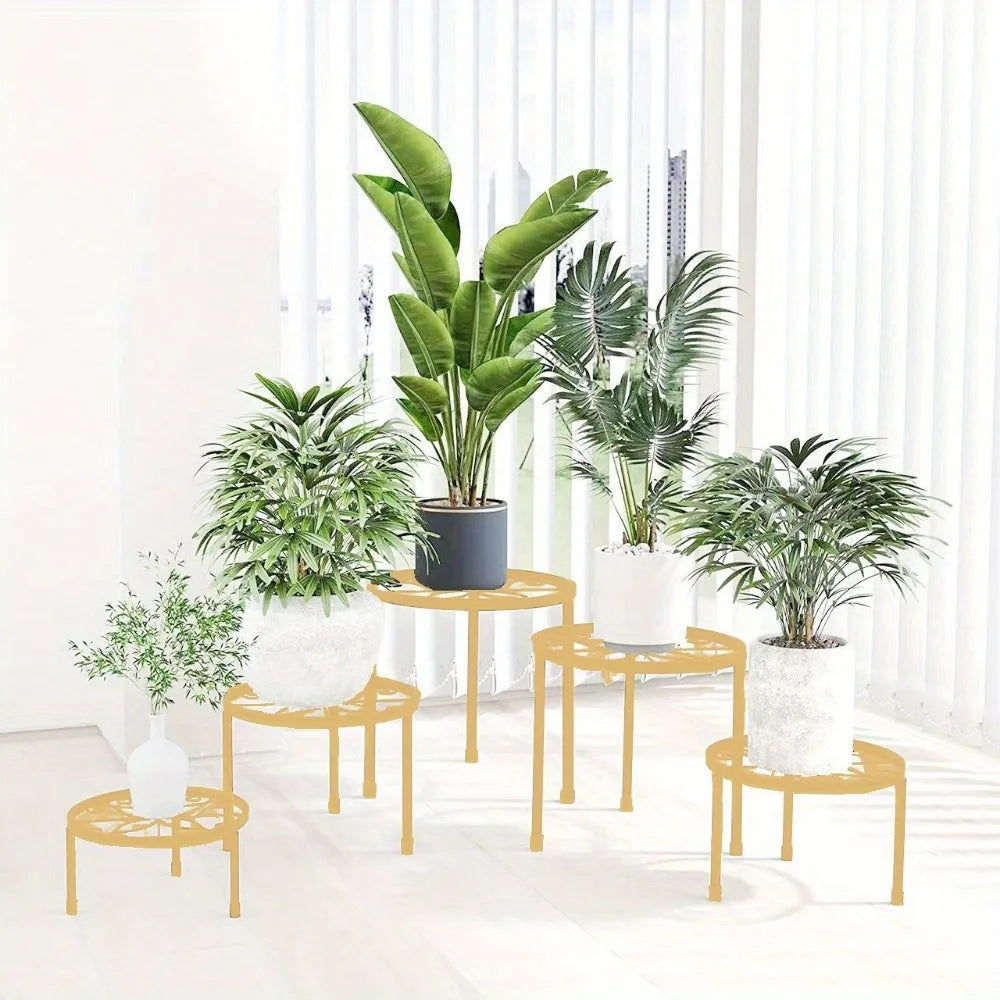 屋内外対応ゴールド植木鉢ホルダーセット