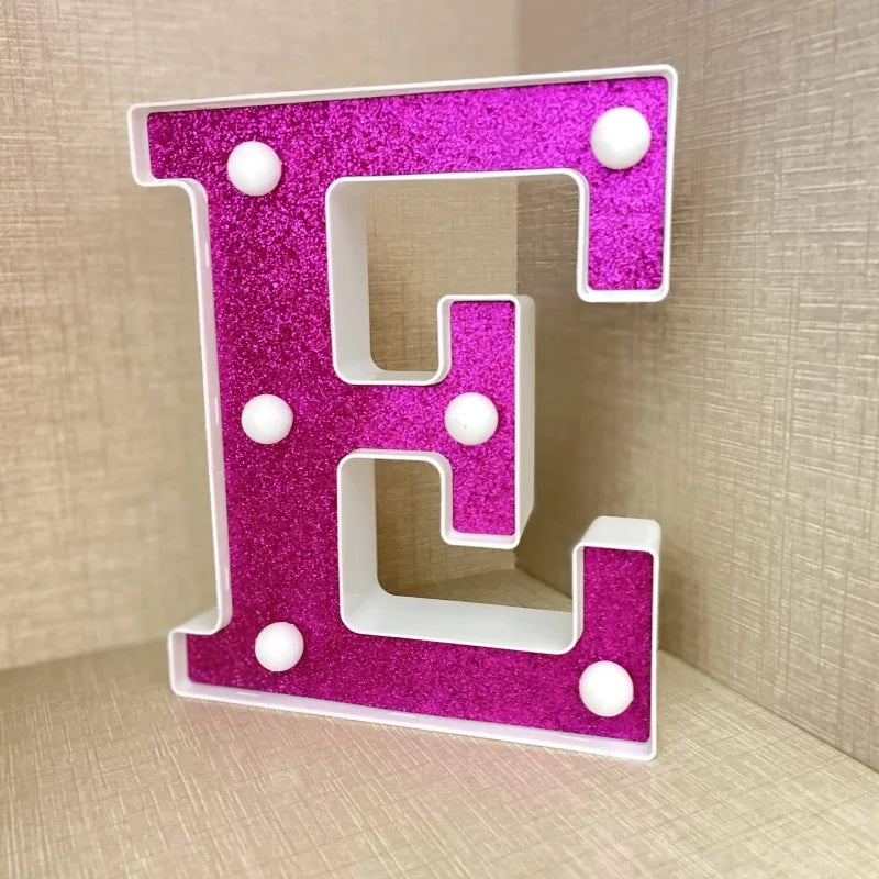 【LED装飾】LEDライト・デコレーションライト(ハート/アルファベット/数字)ピンク パープル 16cm PVC