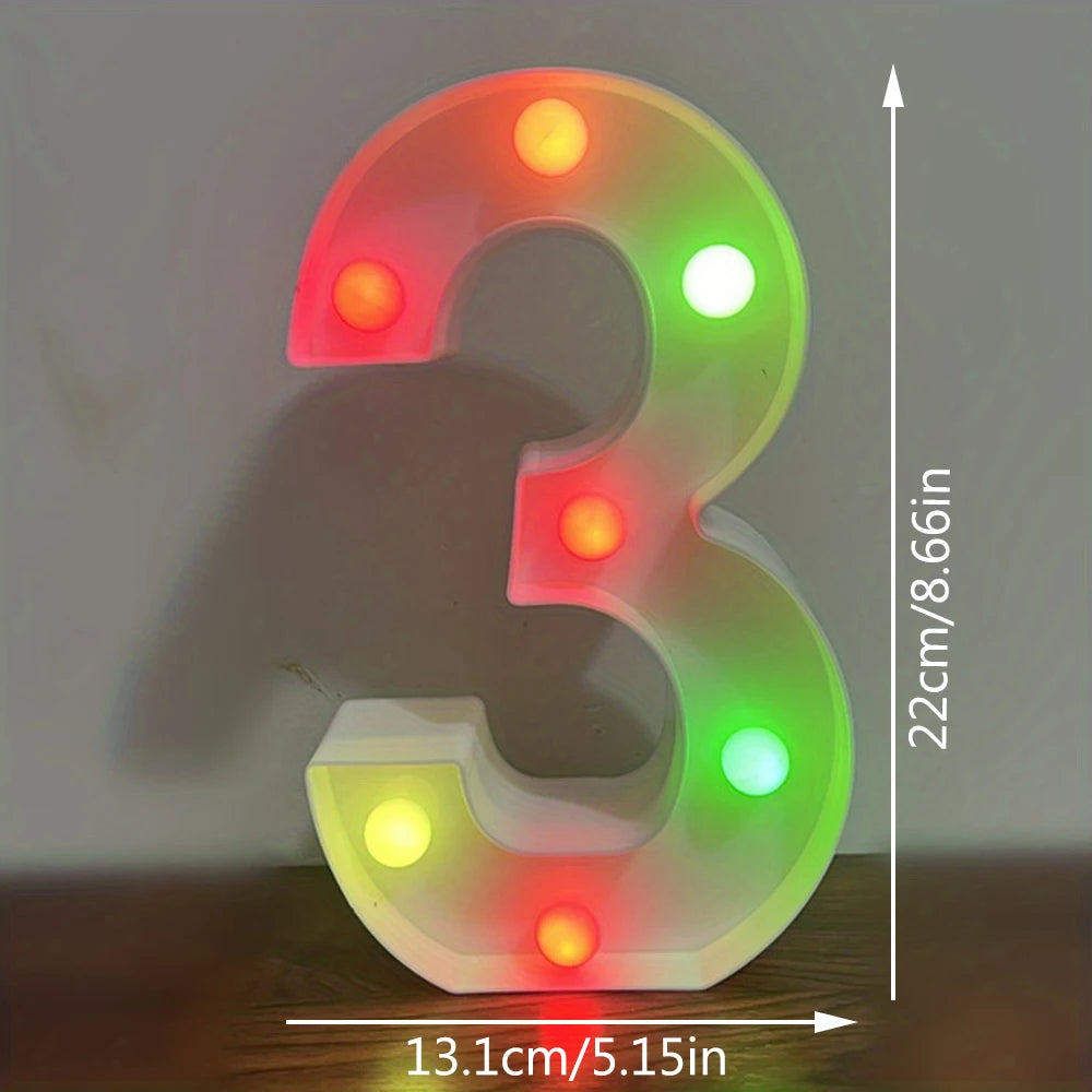 【LED装飾】LEDライト・デコレーションライト(アルファベット/数字)マルチカラー 22cm