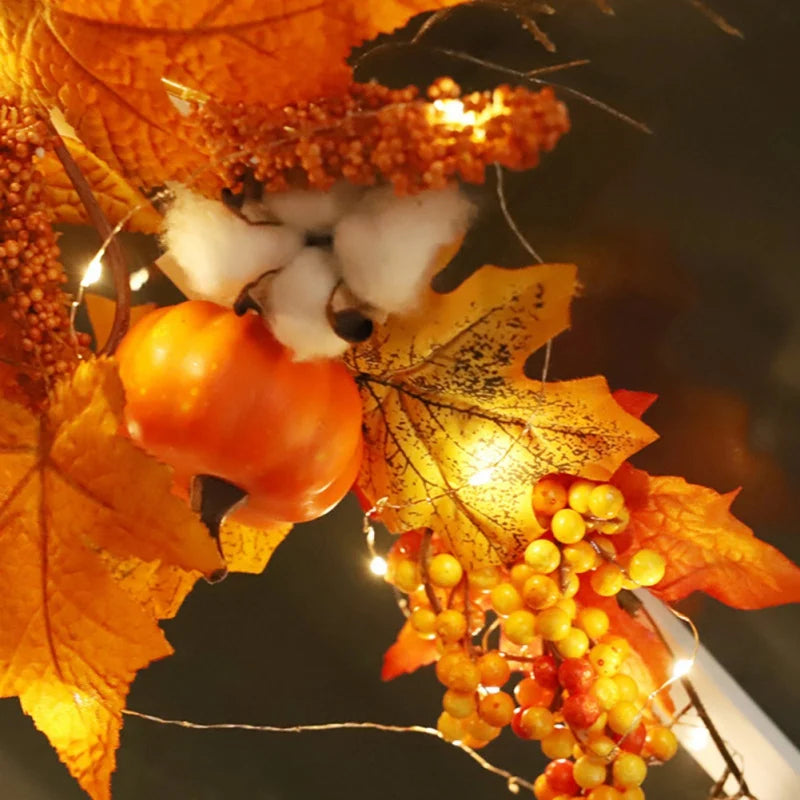 イベント・ハロウィングッズ|秋の彩りスワッグ 50cm ひまわりと紅葉