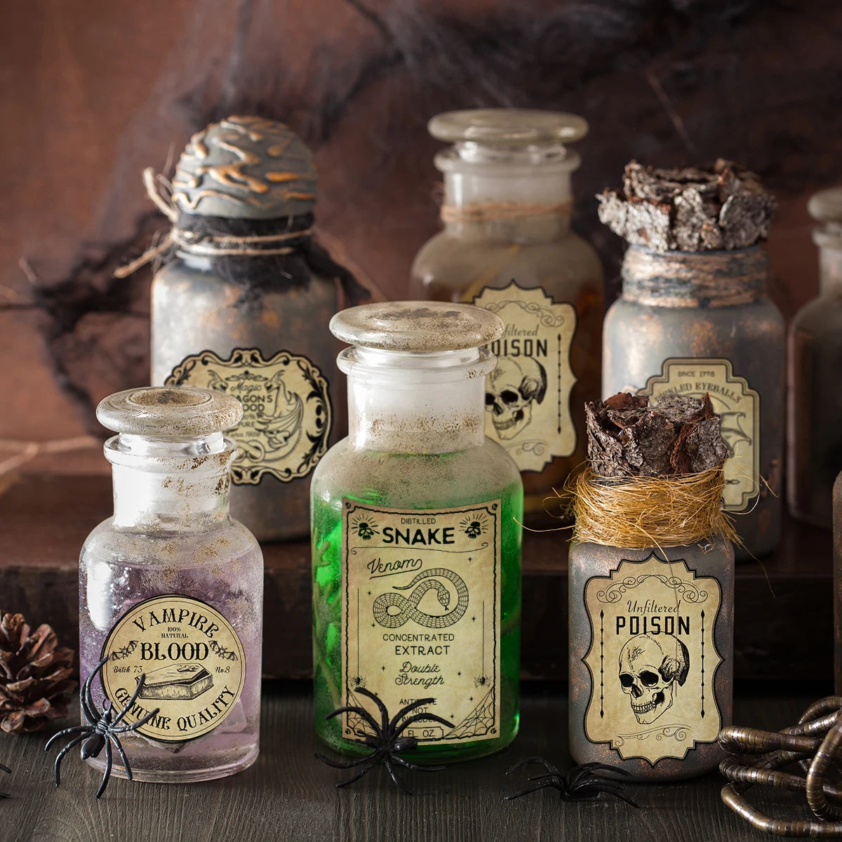 イベント・ハロウィングッズ|ヴィンテージ風ワインボトルラベルセット