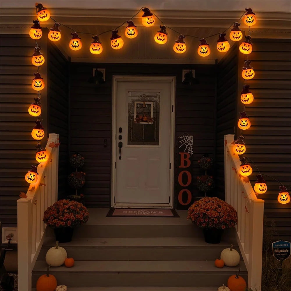 イベント・パーティー装飾|ソーラー充電式 パンプキンライト 屋外用(3.5M~7M)