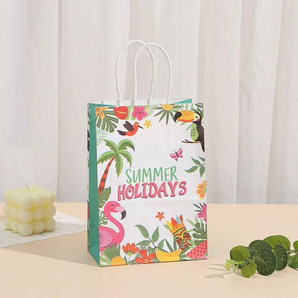 |ノベルティ用品 | ハワイアンプリントギフトバッグ 4個セット | 21x15x8cm