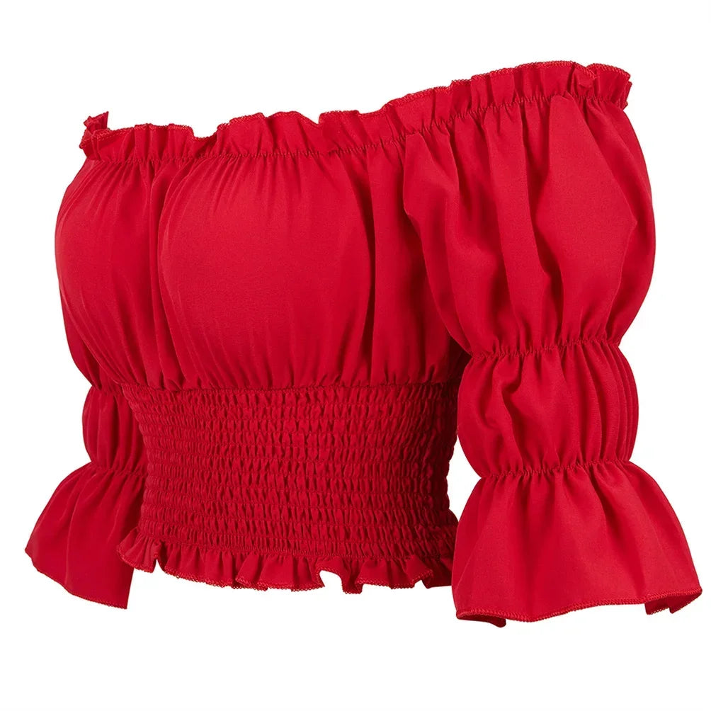 イベント・ハロウィングッズ|シャーリングオフショルダートップス (XS~XXXL)