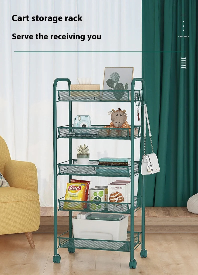 ネット什器多機能キャスター付きトロリーラック