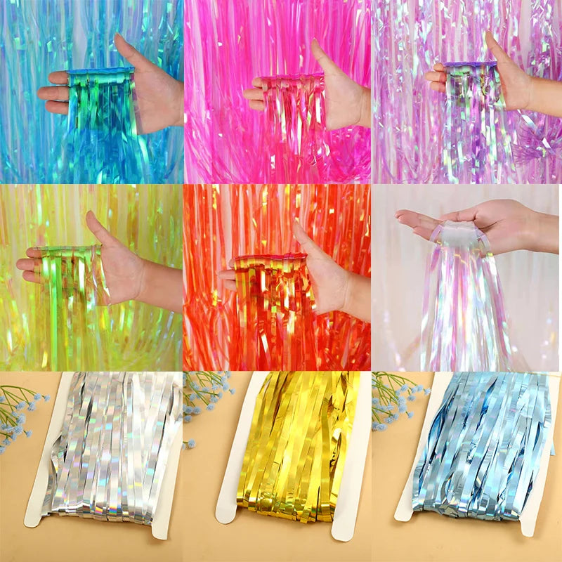 パーティー・インテリア用装飾 オーロラカラー・レインボーカラーカーテン 2色展開