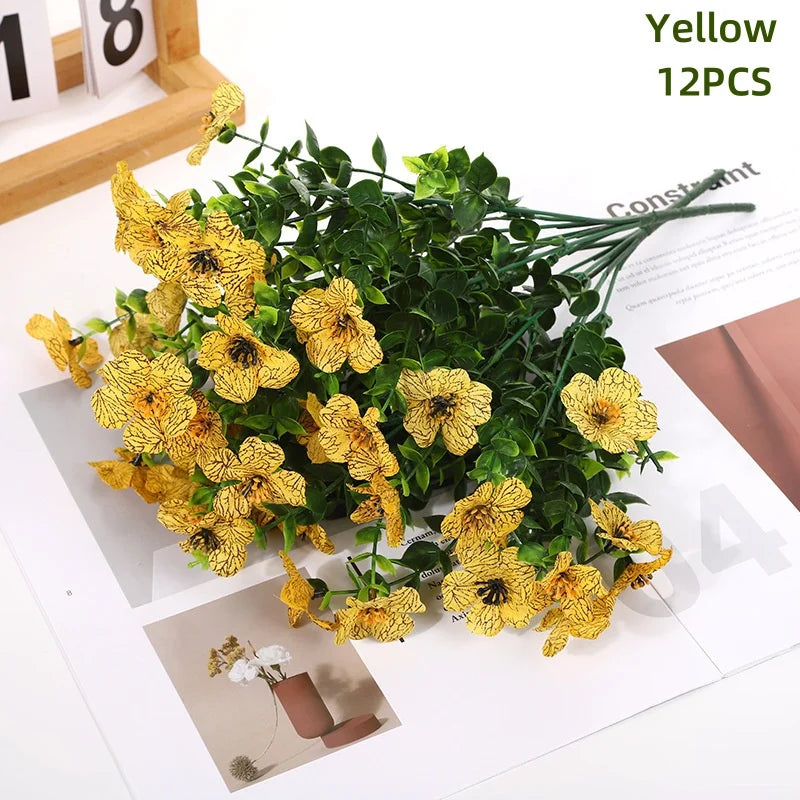 パーティー・インテリア装飾|UV耐性ミックスカラー人工デイジー(12束)