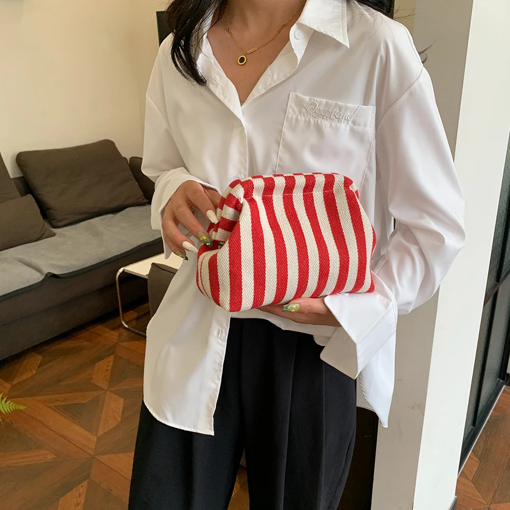 |イベント・ノベルティ用品 | ストライプ柄クラッチバッグ | W22xH17㎝