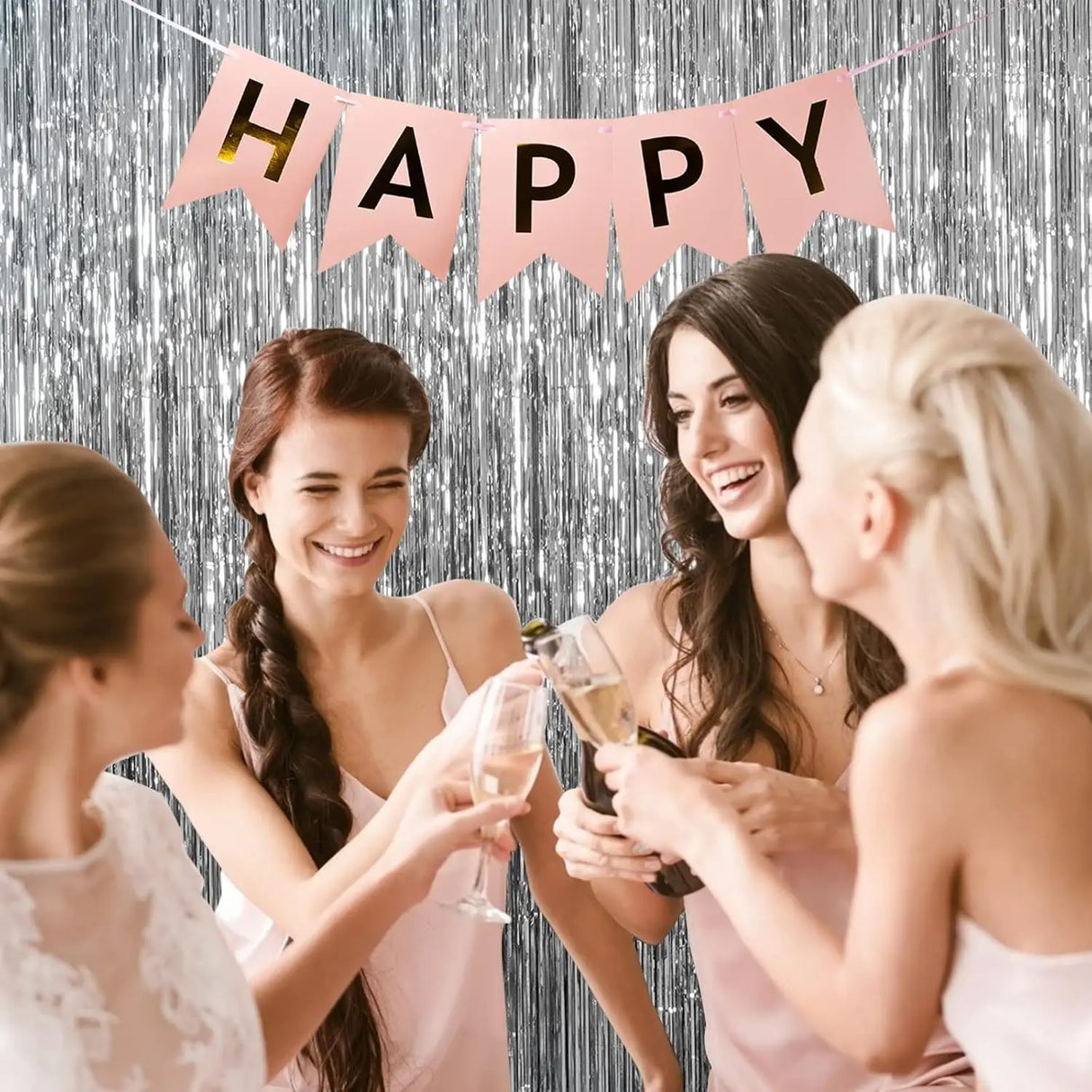 パーティー・インテリア装飾 メタリックカラーカーテン シルバー 幅1M 長さ2M