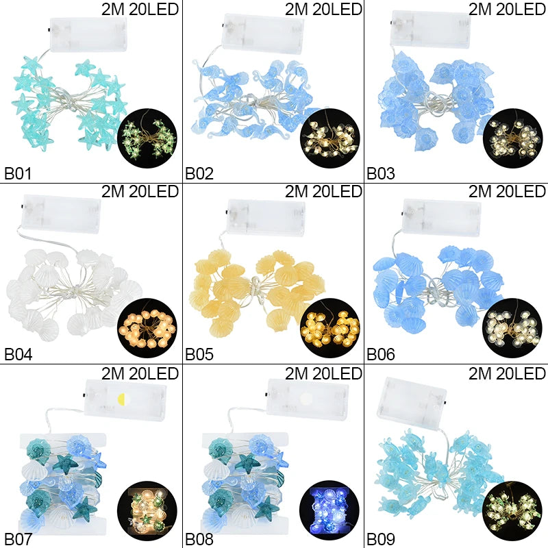 パーティー・インテリア用装飾 シェル&スター LEDライト 海モチーフ