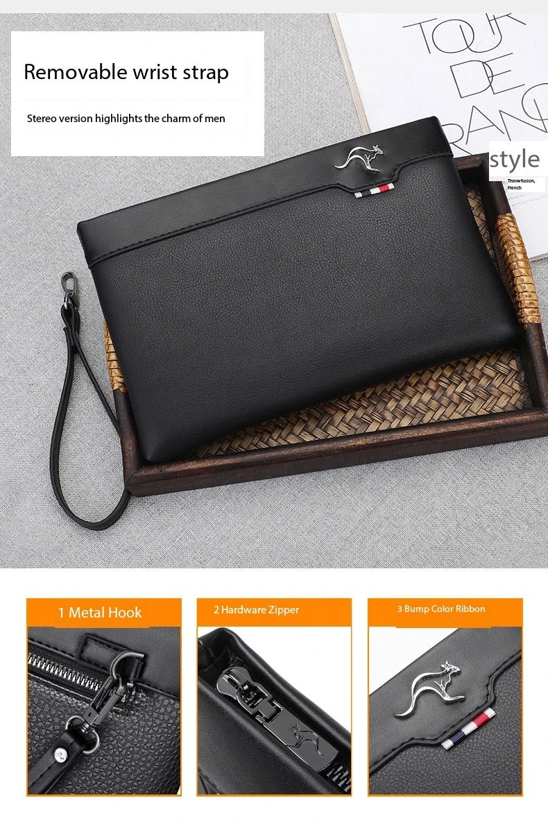 |イベント・ノベルティ用品 | メンズPUレザークラッチバック | W26cm×H17cm×D3cm