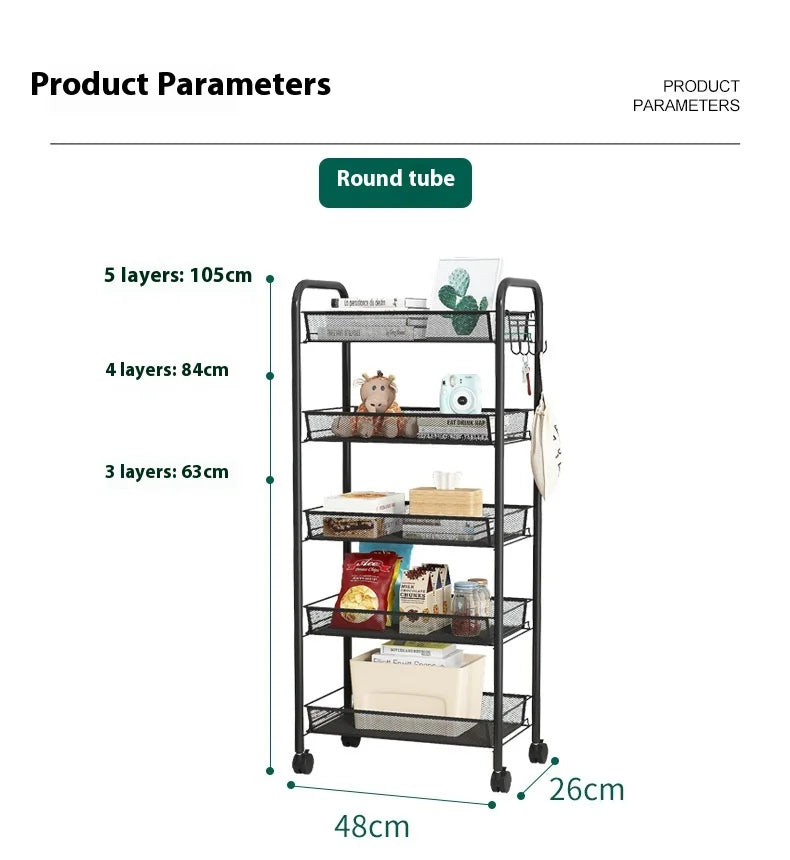 ネット什器多機能キャスター付きトロリーラック