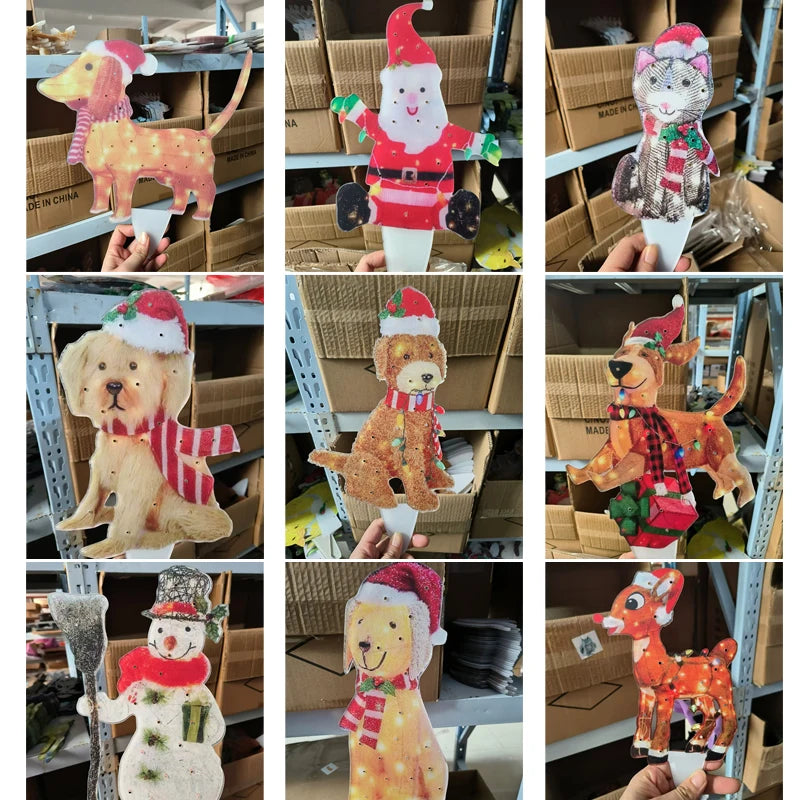 イベント・クリスマス装飾|LEDアクリルプレート型イルミネーション アニマル サンタクロース