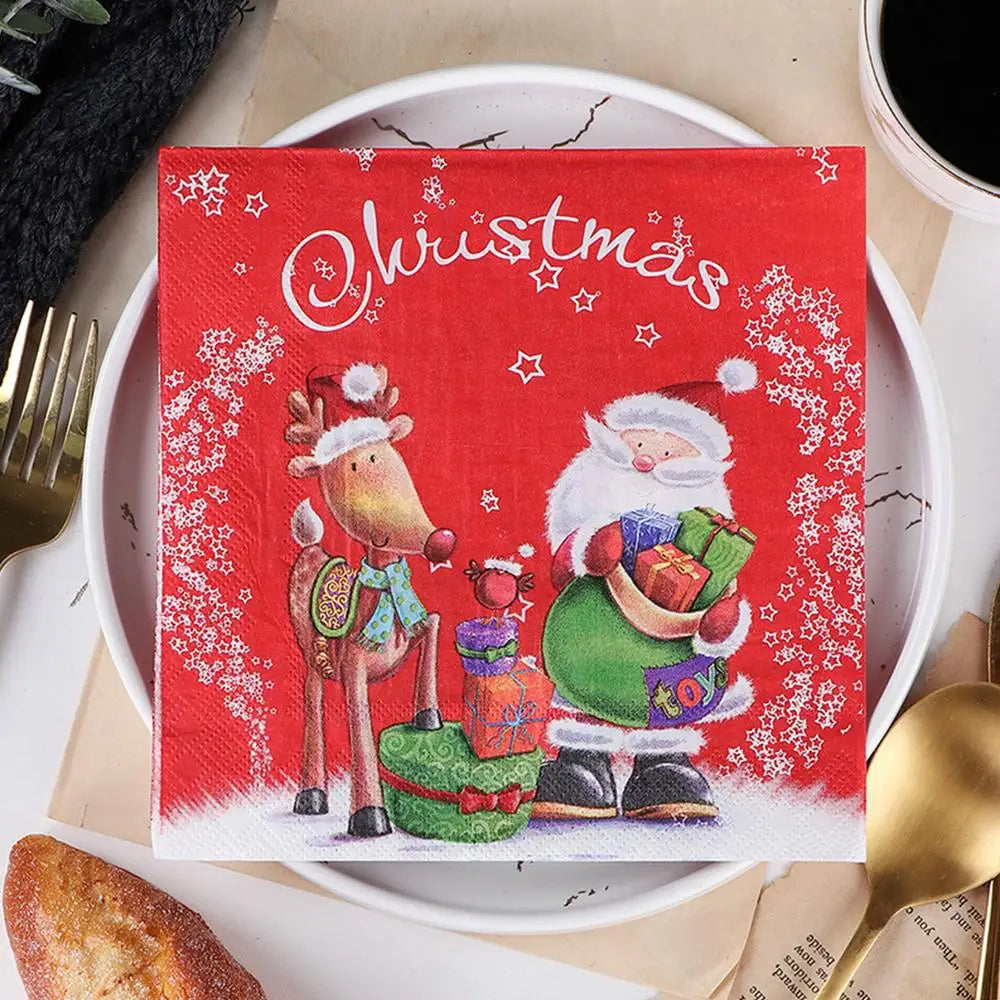 | クリスマスグッズ・ノベルティ用品 | クリスマス柄ペーパーナプキン20枚セット| 33x33c