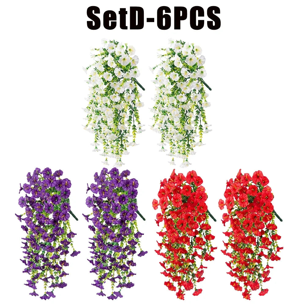 パーティー・ガーデン装飾 造花 ペチュニアフェイク植物 UV耐性 屋外装飾対応