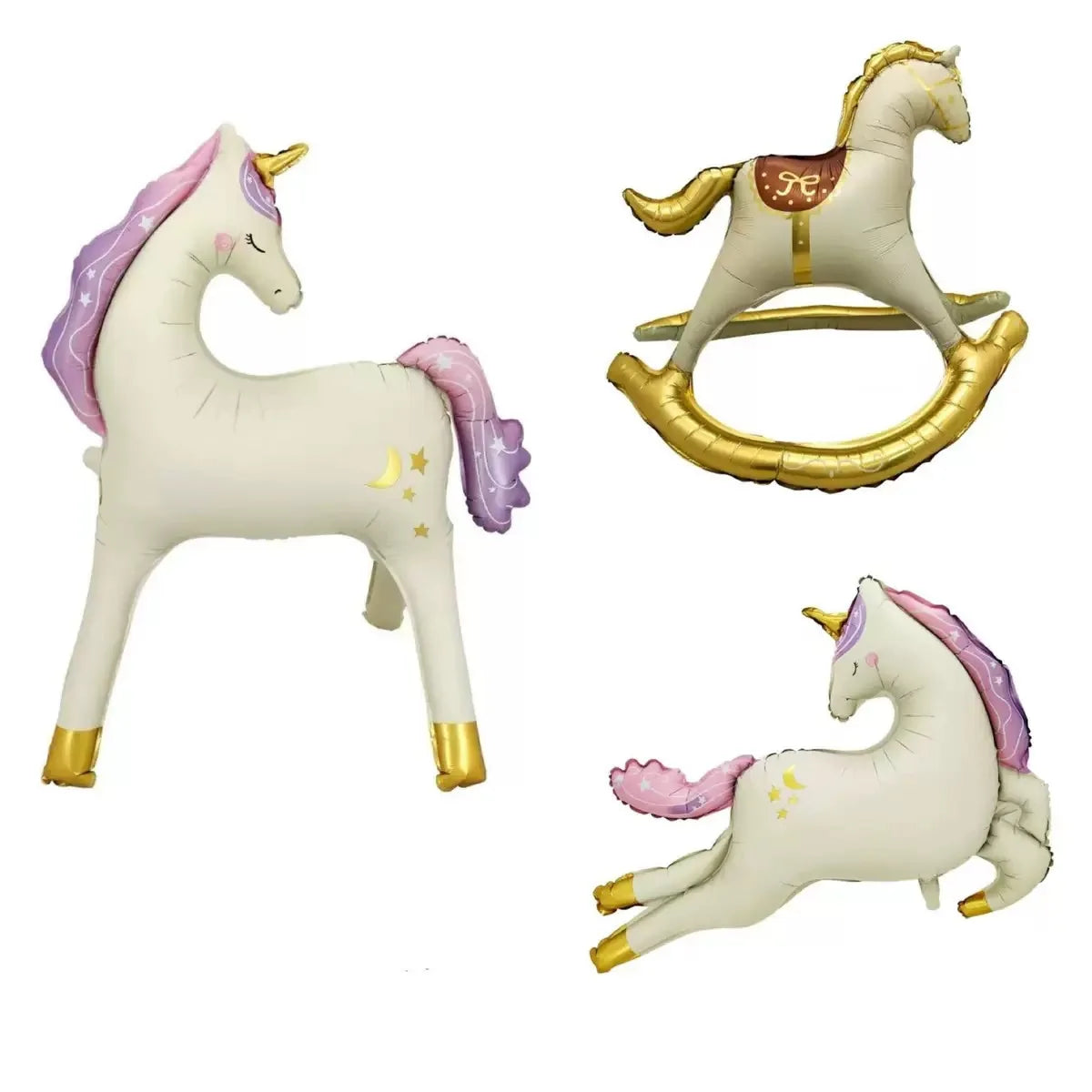 ユニコーン木製馬誕生日パーティーバルーン