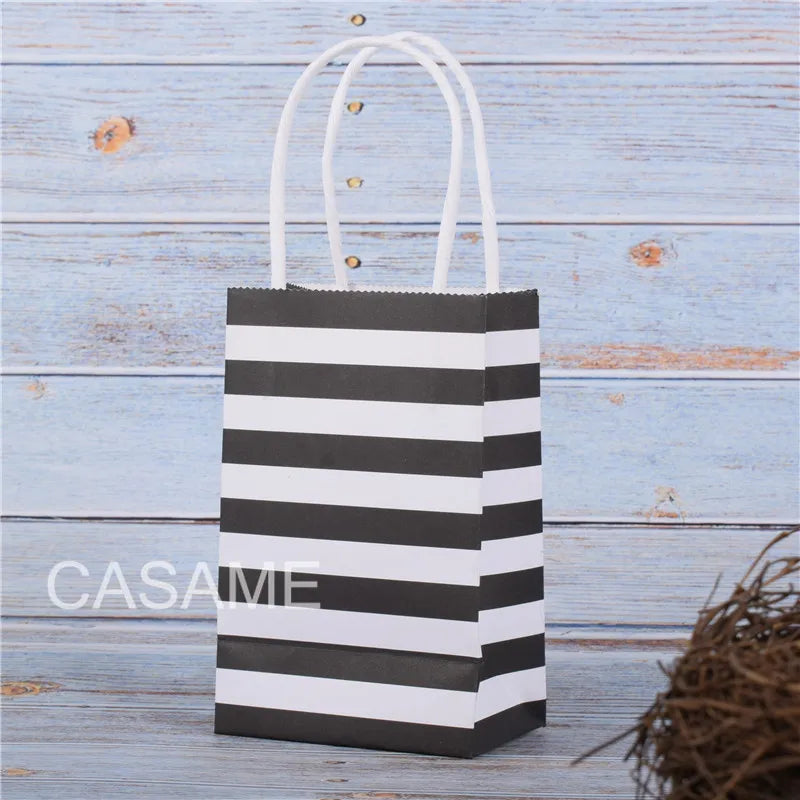 |ノベルティ用品 | ストライプ柄ミニギフトバッグ 10個セット | 7.5×12×5㎝