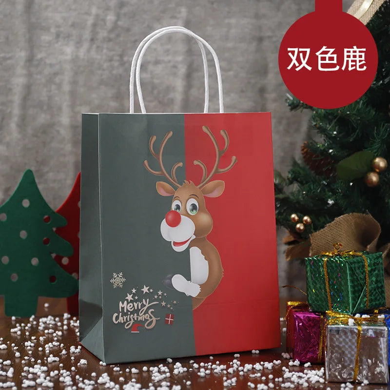 イベント・クリスマス装飾|クリスマス柄クラフト紙バッグセット(S/M)