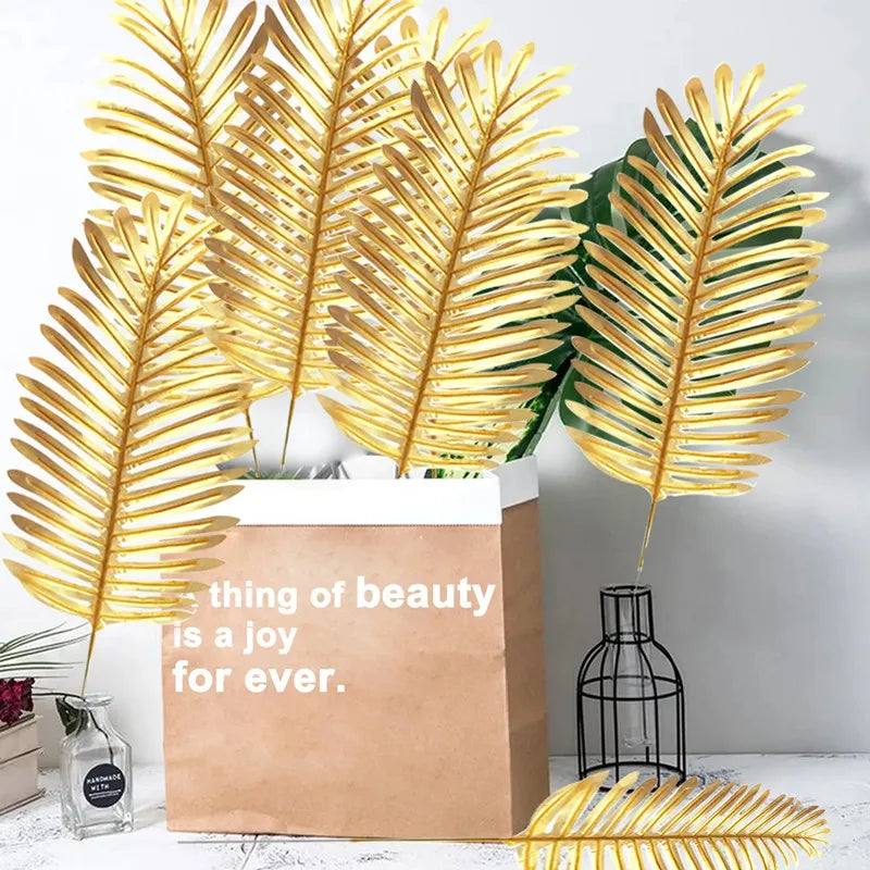 人工トロピカルヤシの葉・5個入り・ゴールドシルク・タートルリーフ