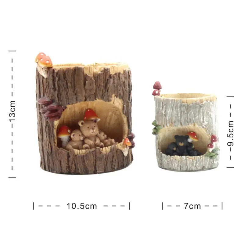 かわいい小動物ファミリーハリネズミクマカエルの置物樹脂植木鉢ホームガーデンデスクトップ植木鉢多肉植物盆栽植物デコ