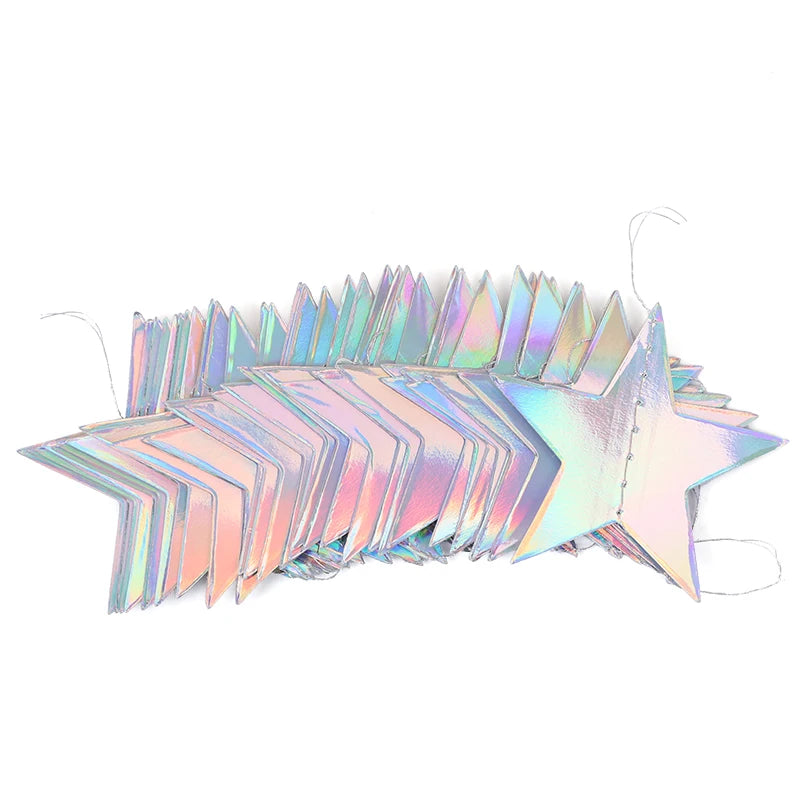 イベント・クリスマス装飾|虹色星型ガーランドバナー