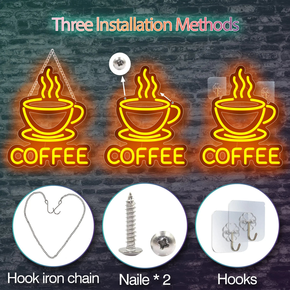 COFFEE LEDネオンサイン(ネオン看板) イエロー