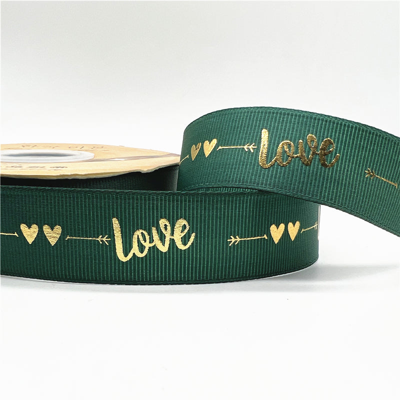 グログラン LOVEリボン 25mm 幅 5ヤード
