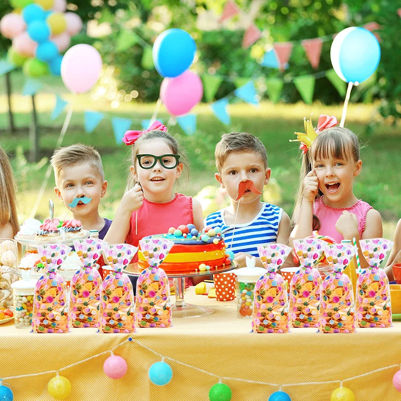 |イベント・ノベルティ用品 | レインボー水玉柄ギフトバッグ 25/50枚セット | W14.4×H27.5㎝