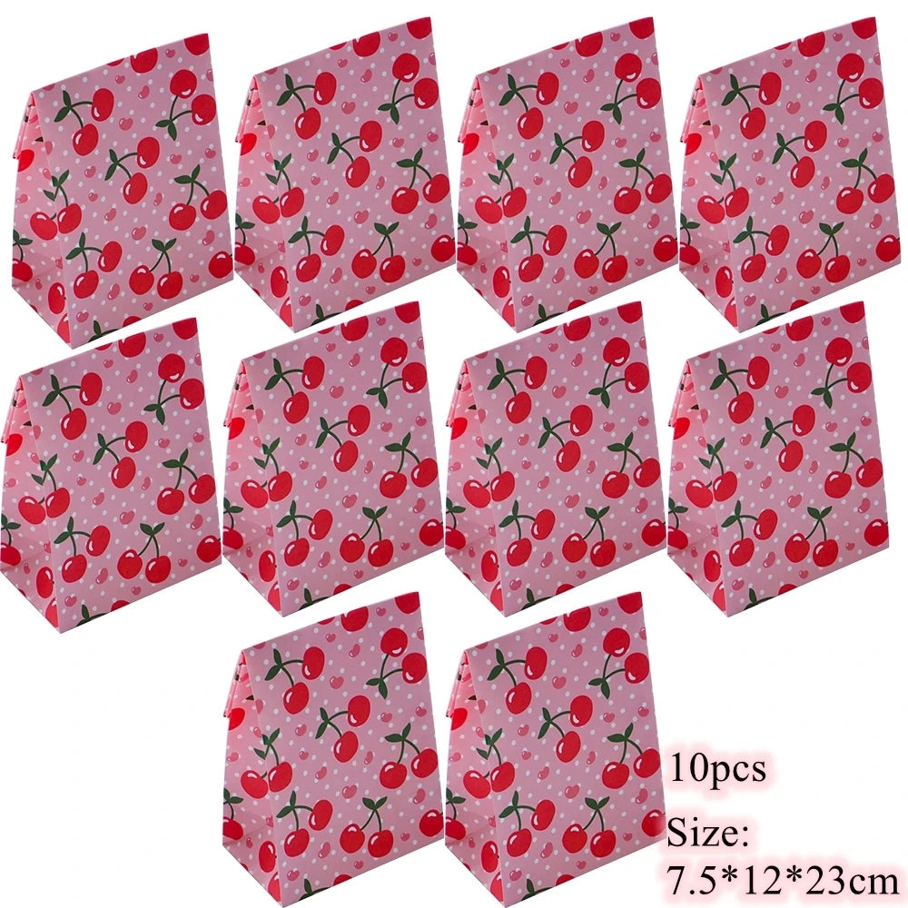 |ノベルティ用品 | フルーツ柄ギフトバッグ10個セット | W12×H23×D7.5c