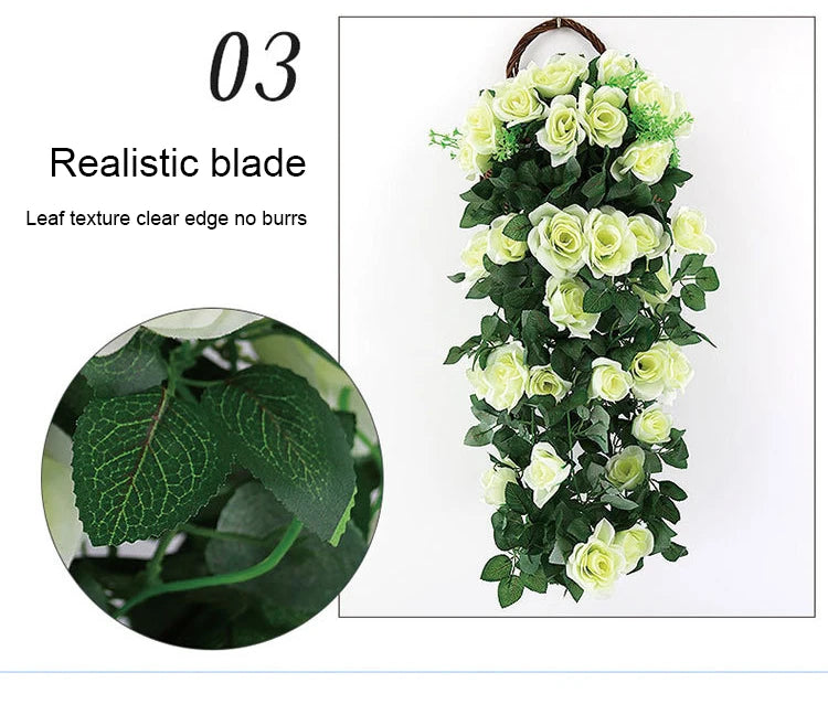 造花ハンギングローズ&アイビー壁掛け