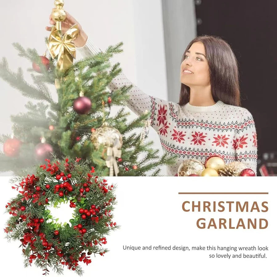 イベント・クリスマス装飾|赤いユーカリの実付きクリスマスリース 35cm