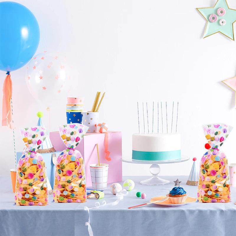 |イベント・ノベルティ用品 | レインボー水玉柄ギフトバッグ 25/50枚セット | W14.4×H27.5㎝