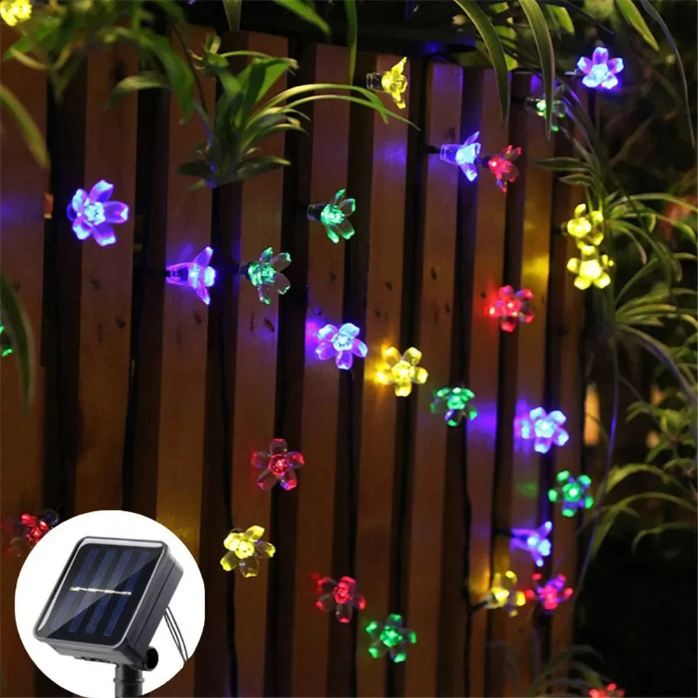 ソーラーライト|イベント・パーティー装飾|防水ソーラー式LEDチェリーフラワーライト(5M/7M/12M)