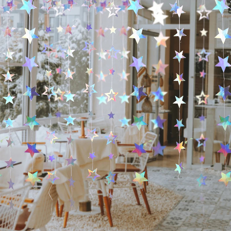 イベント・クリスマス装飾|虹色星型ガーランドバナー