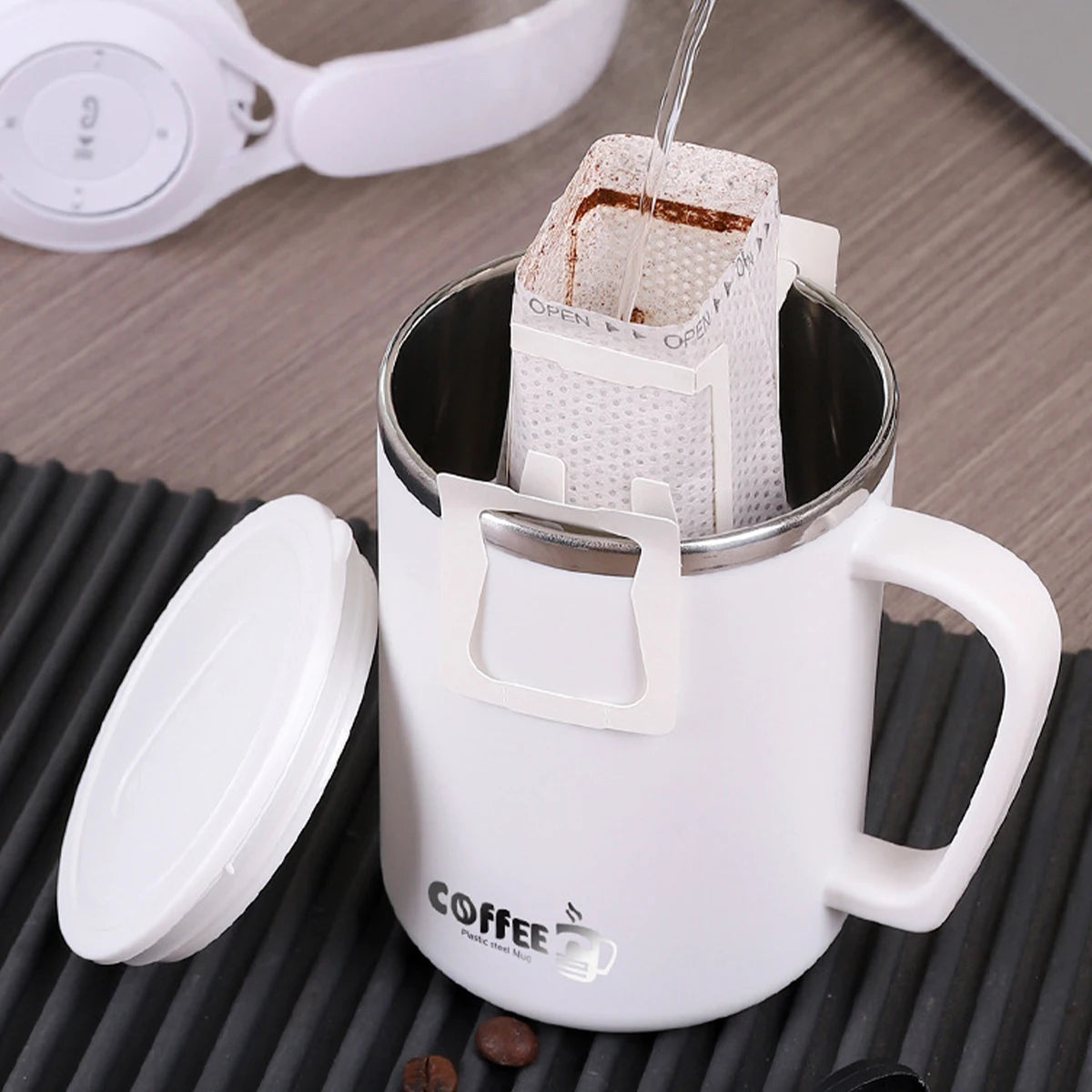 |イベント・ノベルティ用品 | 二重断熱フタ付きステンレスマグカップ | 480ml