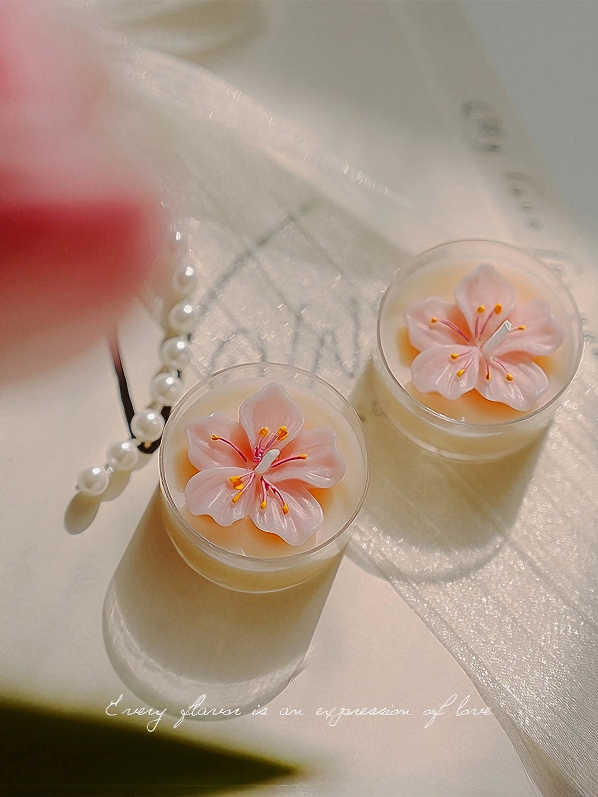 ピンクピーチブロッサム香りのティーライトキャンドル4個セット