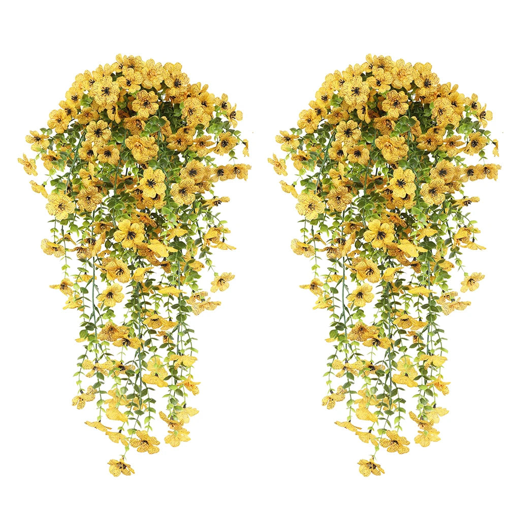 パーティー・インテリア装飾|造花ハンギングフラワー ガーランド2個セット(63cm)