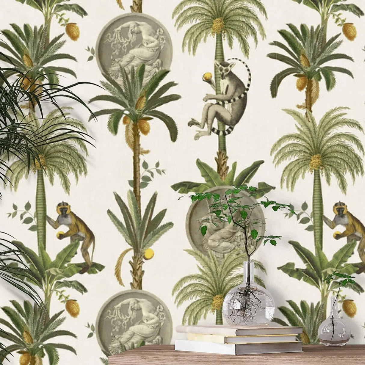 DIY用 ボタニカル風壁紙ステッカー 50c幅 3M/6M/9M 防カビ・吸音機能