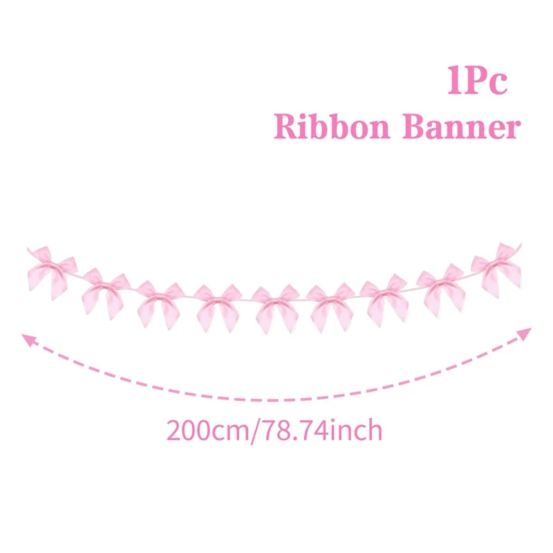 ピンクリボン付きラテックスバルーンセット