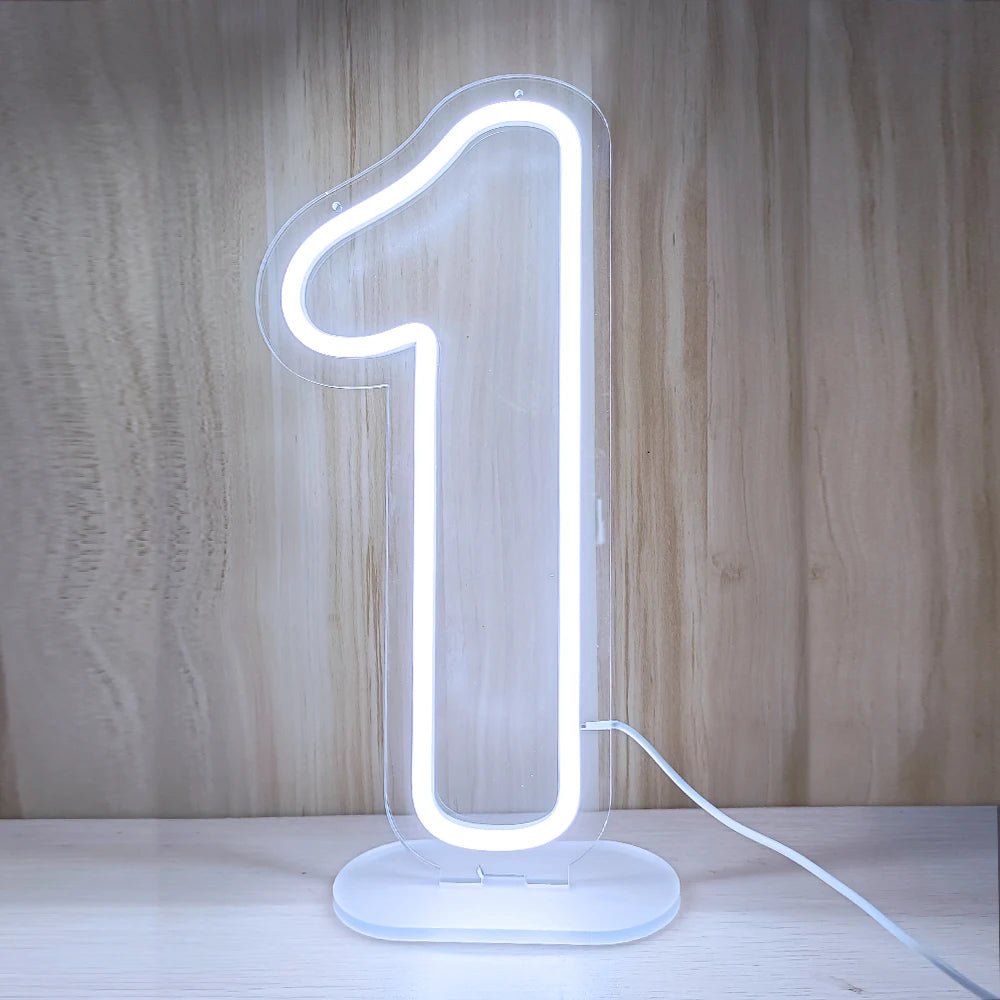 LED数字ネオンサイン(ネオン看板)(0〜9)|USB電源・調光機能付き