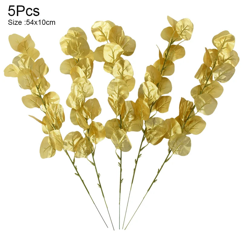 人工トロピカルヤシの葉・5個入り・ゴールドシルク・タートルリーフ