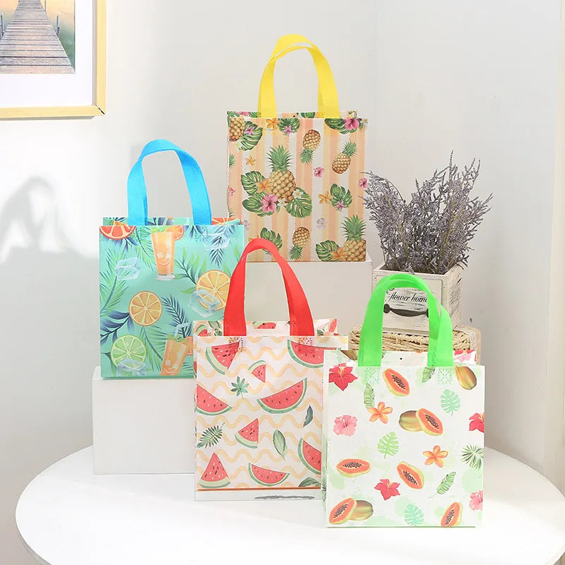 |ノベルティ用品 | ハワイアン柄ギフトバッグ 4個セット | 23×22×11cm