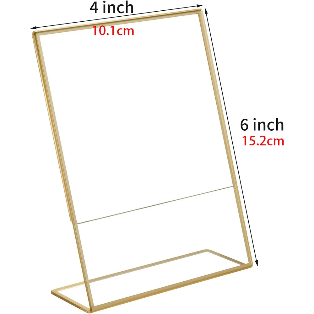 イベント・結婚式装飾|ゴールドフレームアクリルサインホルダー L字型